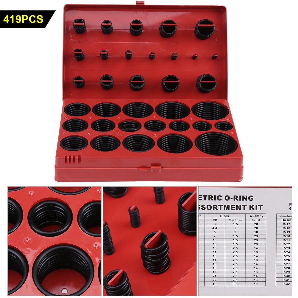 Seals & ORings O Ring Kit 419 Piece Assorted Metric O Ring Rubber