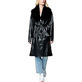 [BLANKNYC] Womens Luxury Clothing Vegan Leather Faux Fur Trench Coat, Comfortable & Stylish Jacket