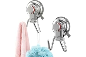 Chilinii Suction Cup Hooks - Stainless Steel Suction Shower Towel Hooks No Drill Wreath Hanger Holder for Glass Door Window B