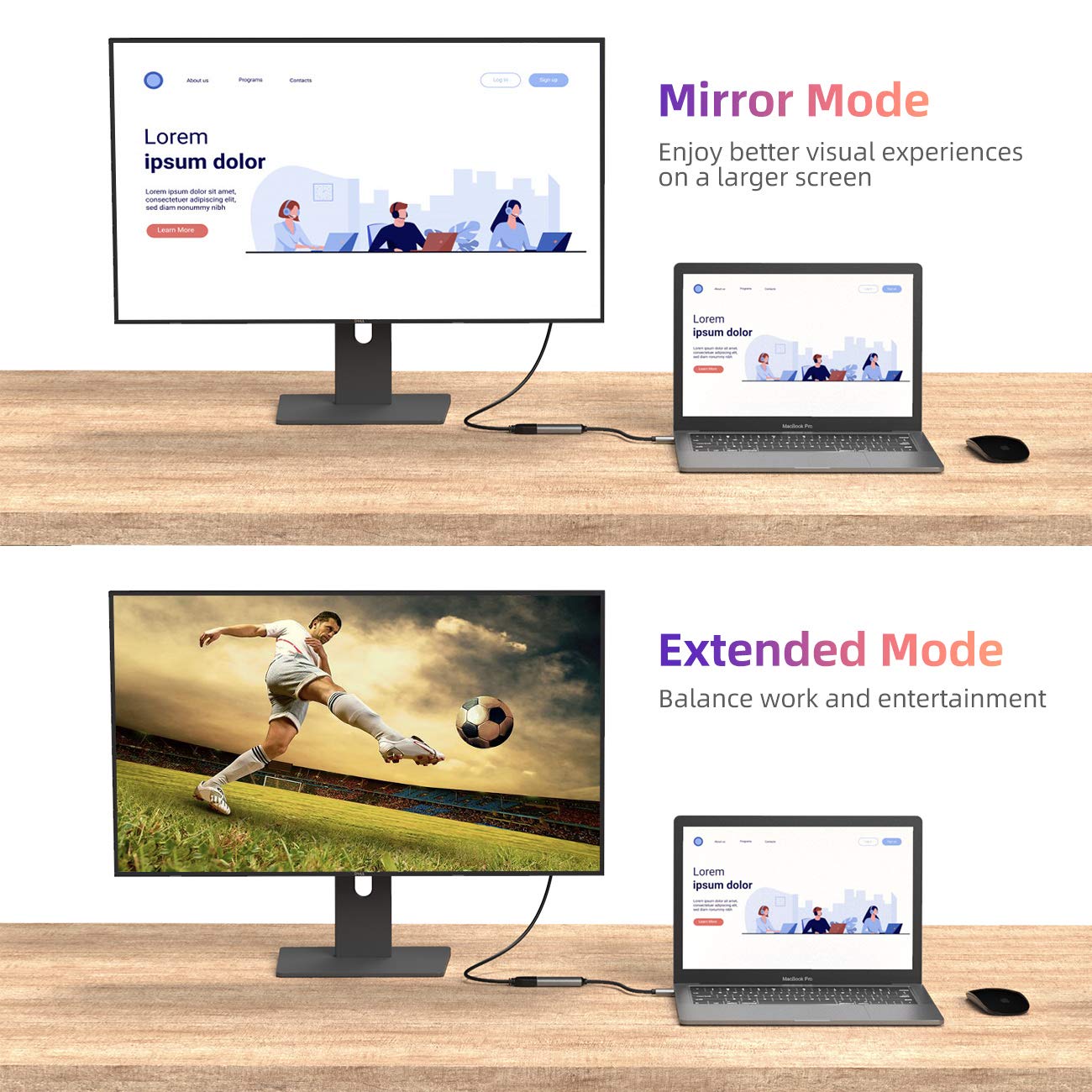 WALNEW USB C to HDMI Adapter 4K 60Hz, Type-C Male to HDMI Female Cable Converter, USBC Thunderbolt 3 Monitor Dongle for Mac MacBook,iPad Pro/Air, Samsung Galaxy,Chromebook,Surface,Dell XPS,Android TV