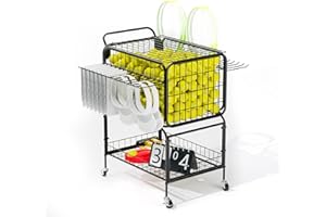 Tennis Ball Cart for 350 Balls, Trolley Cart with Wheels Laundry Basket, Extra Large Utility Trolley for Storage Sport Equipm