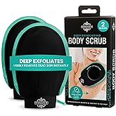 Dermasuri Exfoliating Body Scrubber Glove, Exfoliating Glove, Black (2 Pk) | Body Exfoliating Mitt, Removes Dry Skin Buildup, Keratosis Pilaris Treatment, Body Exfoliator Scrub for Shower &amp; Self Care