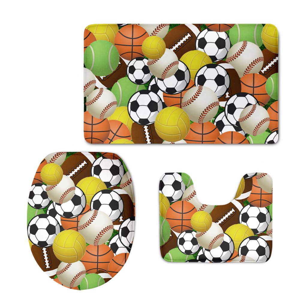 Para U diseños 3 Piece Cool balón de fútbol alfombra de baño para ...