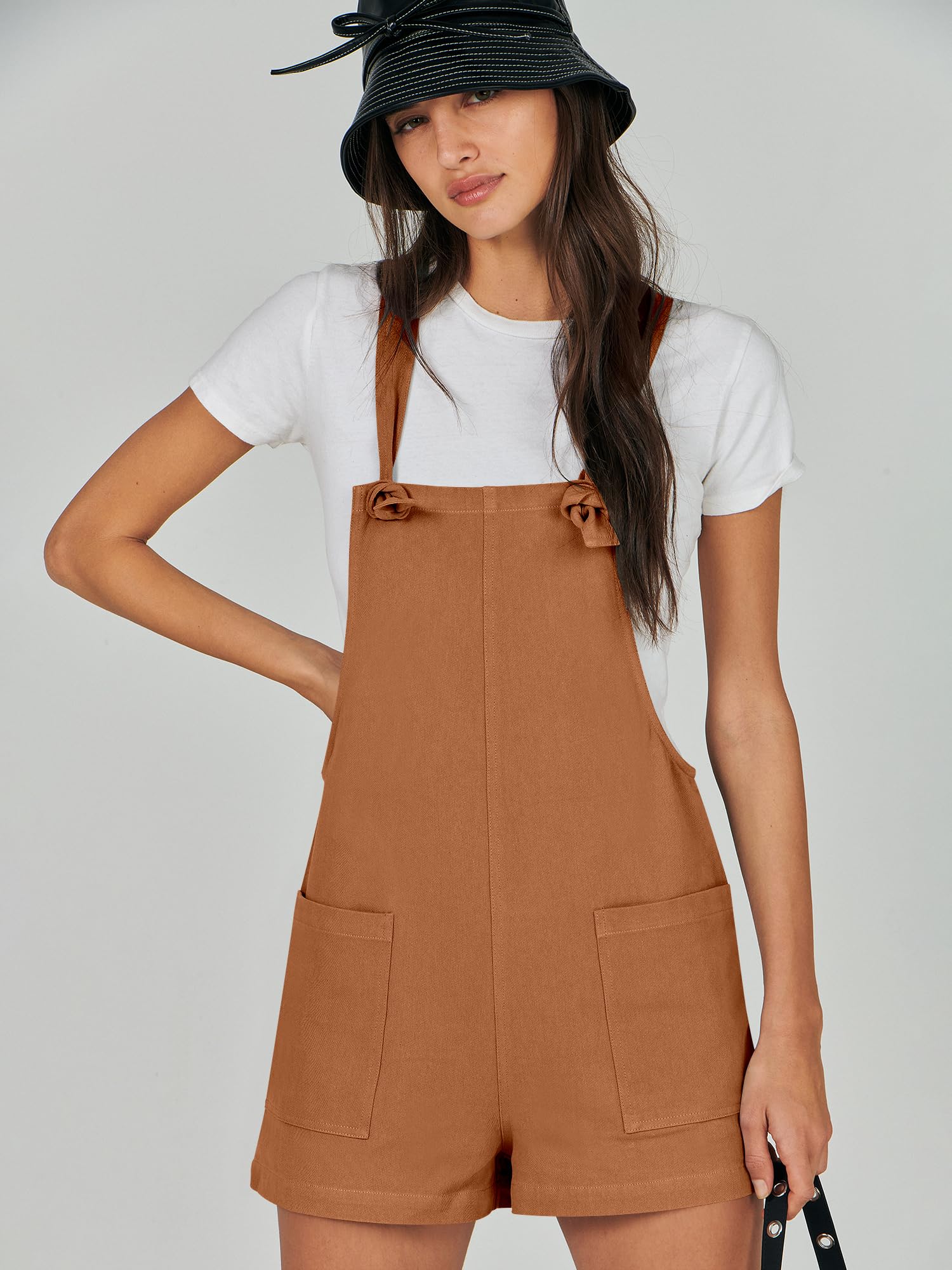 ANRABESS Women's Overalls Summer Casual Sleeveless Adjustable Straps Jumpsuit Bib Shorts Rompers with Pockets Jumper