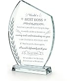 Movdyka Best Boss Gifts for Women Men Farewell Appreciation Crystal Plaque | Bosses Day Going Away Leaving Goodbye Gifts for My Boss Male Female Thank You Retirement Christmas Office Desk Ideas Decor