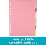Elba A4 Pink 5 Pack 10-Part File Dividers Multi-Coloured Recycled Card view 5