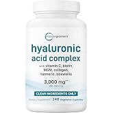 Hyaluronic Acid Complex 3000mg with Collagen &amp; MSM, 240 Veg Capsules | Skin &amp; Joint Support with Hyaluronic Acid, Collagen, Biotin, Vitamin C, Turmeric &amp; Boswellia Extract | Non-GMO, Filler-Free**