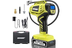 Sypousy Cordless Tire Inflator Air Compressor, Portable Air Tire Pump,Faster Tire Inflator with 20V Rechargeable Battery,Dual Power Supply Modes,Air Pump for Car Tires,E-Bike etc. (Apple Green)