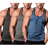 COOFANDY Men's 3 Pack Gym Tank Tops Y-Back Workout Muscle Tee Sleeveless Fitness Bodybuilding T Shirts