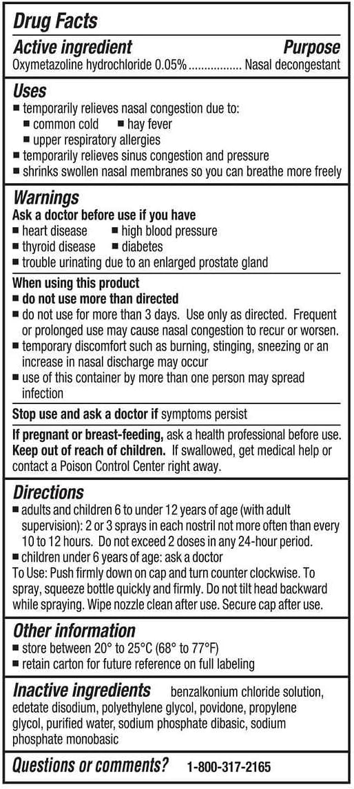 Afrin Original Maximum Strength 12 Hour Nasal Congestion Relief Spray - 30 mL: Health & Personal Care