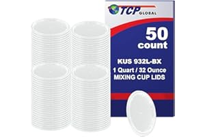 Custom Shop Paint Mixing Cup Lids Only (Box of 50) Quart Size - Exclusively Fits TCP Global Cups, 32 Ounce Size - Auto Paint Cup Lids for Acrylic Paints & Epoxy Resin Containers