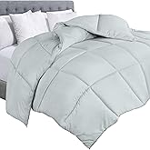 Utopia Bedding Comforter Duvet Insert, Quilted Comforter with Corner Tabs, Box Stitched Down Alternative Comforters Queen Size (Light Grey)
