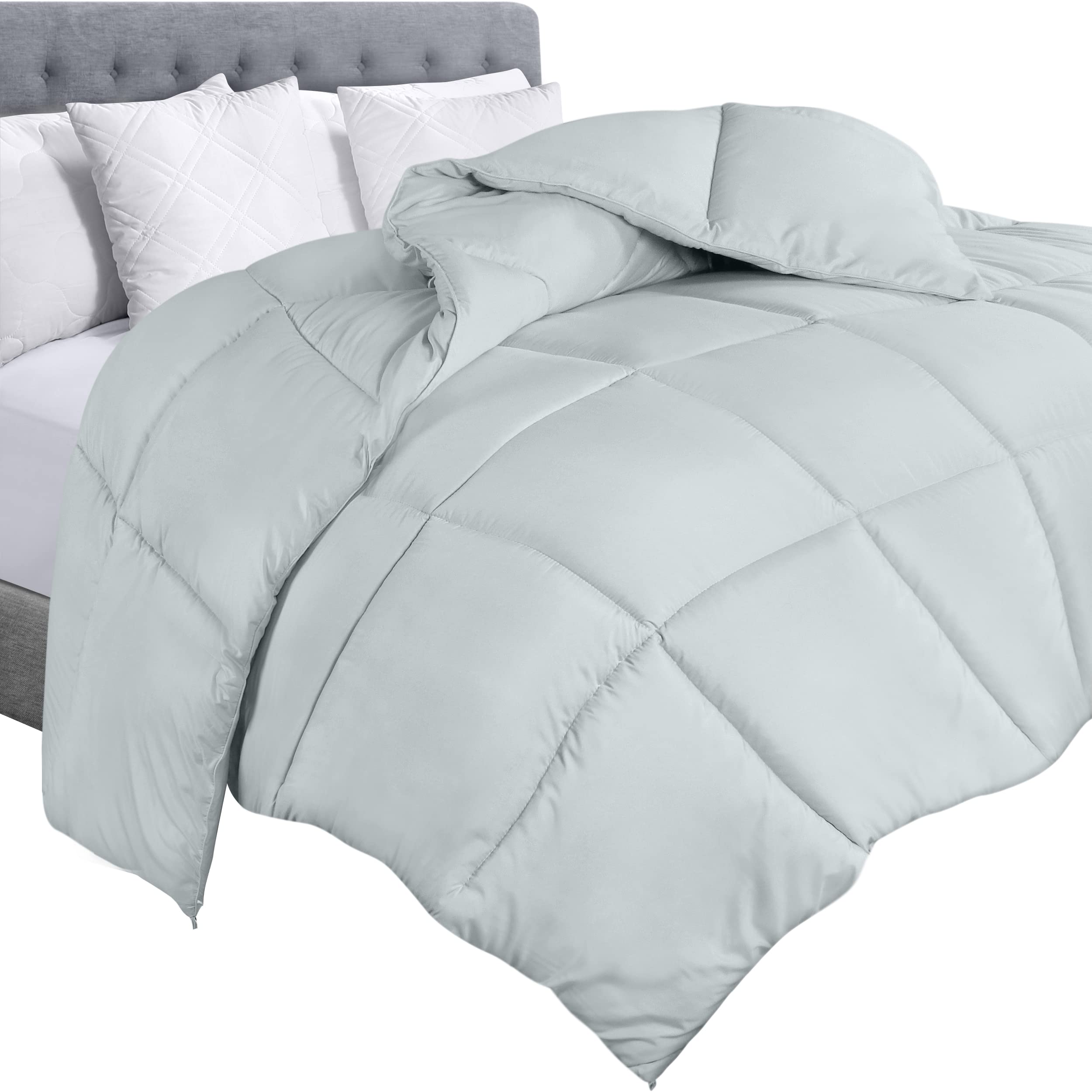 Photo 1 of Utopia Bedding Comforter Duvet Insert, Quilted Comforter with Corner Tabs, Box Stitched Down Alternative Comforters Queen Size (Light Grey)