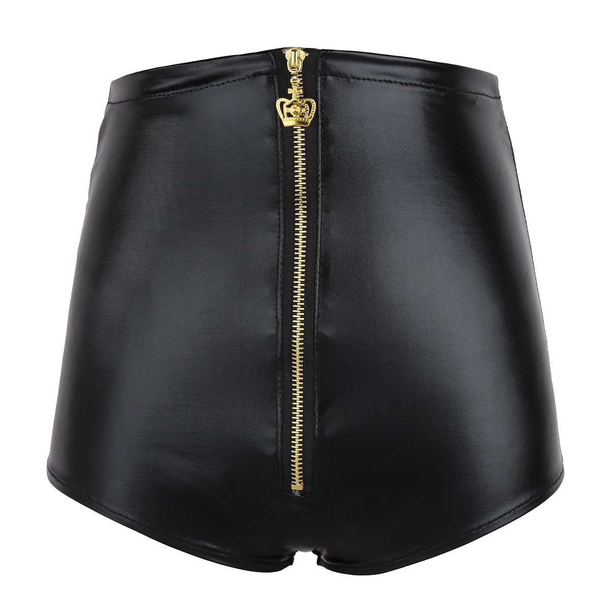 Buy YiZYiF Women's Faux Leather High Waisted Underwear Zipper Front Booty Shorts Underpants