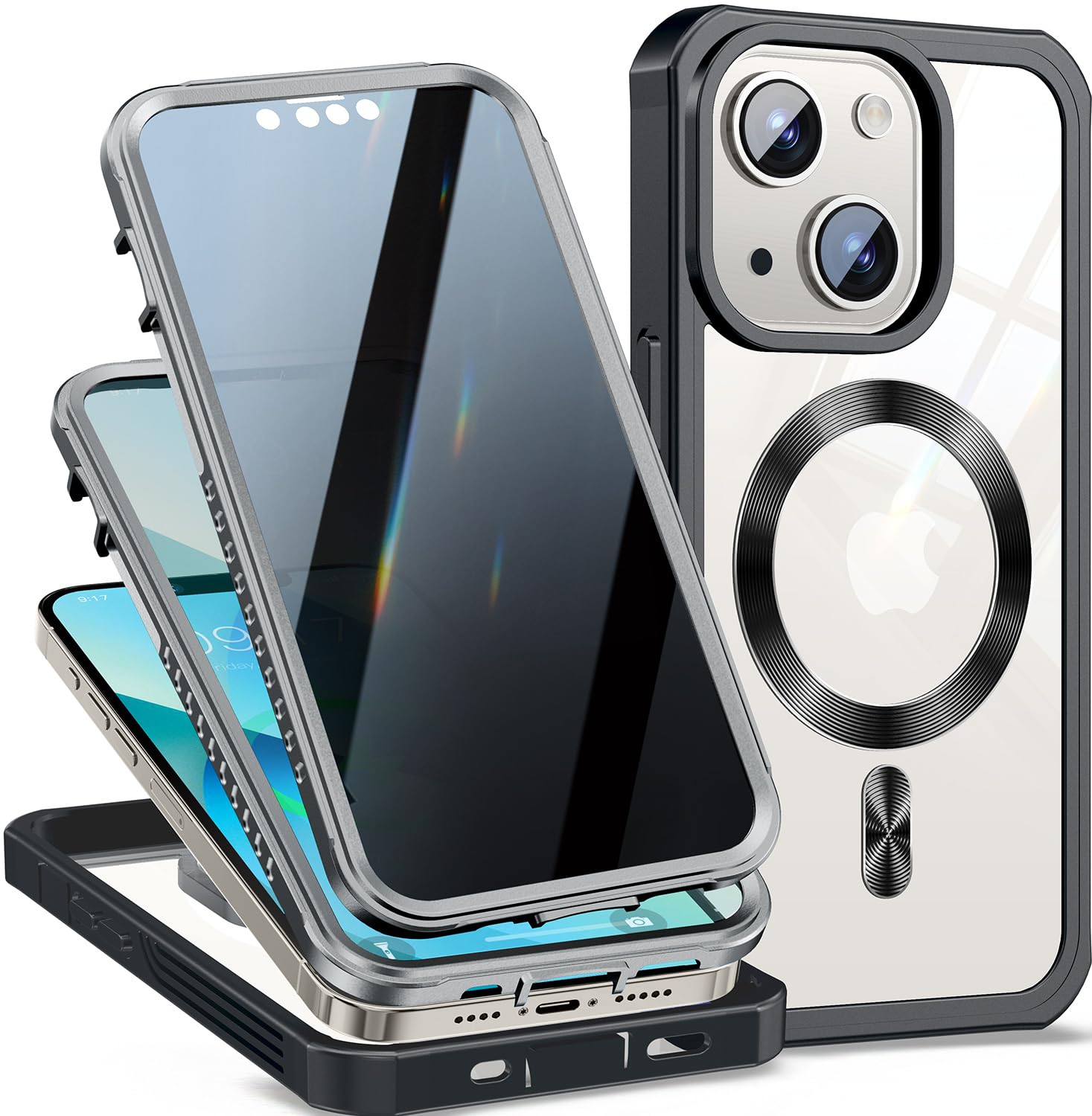 Photo 1 of [CD Loop + Privacy Screen Protector]Magnetic Case for iPhone 13/14 Case,[Military Grade Drop Protection] Anti-peep Privacy Screen Double Sided 9H Glass Compatible with MagSafe Case for iPhone 13/14