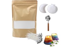 Monivi Pearled Candle Sand Kit 17.6oz Unscented Refillable Pearled Candle Sands Wax with 50 Wicks Scoop & 2 Plates Colored Sand Candle Wax Beads for DIY Handcrafting Décor and Gifts (White)