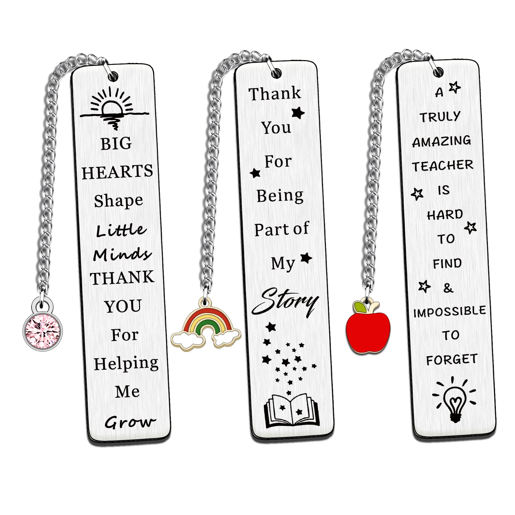 HULALA 3 PCS Thank You Teacher Bookmark Gifts For Women Men Appreciation Gifts For Teacher Leaving End Of Term Retirement Christmas Birthday Big Hearts Shape Little Minds Thank You For Helping Me Grow
