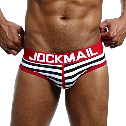 Yazidan Herren Sexy Unterwäsche Unterhose Gestreift Beutel Weich Baumwolle Slip Höschen Boxer Herren Gummizug Taille Atmungsa