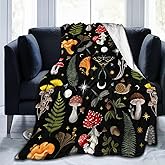 Wild Forest Mushrooms Throws Blanket for Gifts Men Women Couch Bed Bedding Soft Moth Moon Flannel Blankets 50x40 Inch