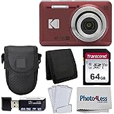 Kodak PIXPRO FZ55, 16MP 28mm Wide-Angle Digital Camera (Red) + Accessories Bundle