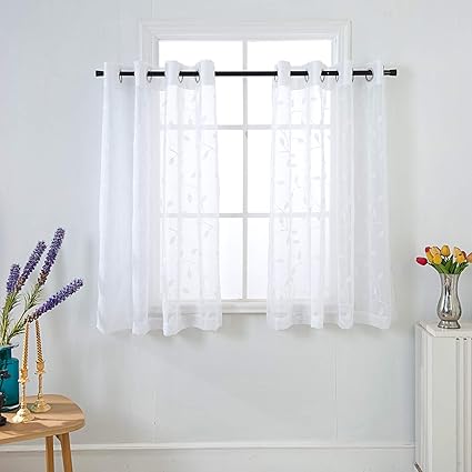 Curtains Blinds Home Furniture Diy Embroidered Tier Voile