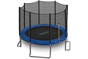 SereneLife 8/10/12 FT Trampoline Outdoor - Heavy-Duty Backyard Trampoline for Kids and Adults with Wide Jumping Surface, Stable L-Shaped Legs, Safety Net, ASTM Approved, Supports 264 lbs