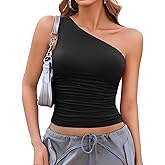 Avidlove Womens One Shoulder Top Summer Going Out Crop Tank Tops Y2K Tops Fashion Cami Outfit Cute Tops