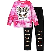 Hevemexy Toddler Girl Clothes Tie Dye Sweatshirt Top and Leggings Sweatpants 2 Piece Girls Clothes Fall Winter Outfits