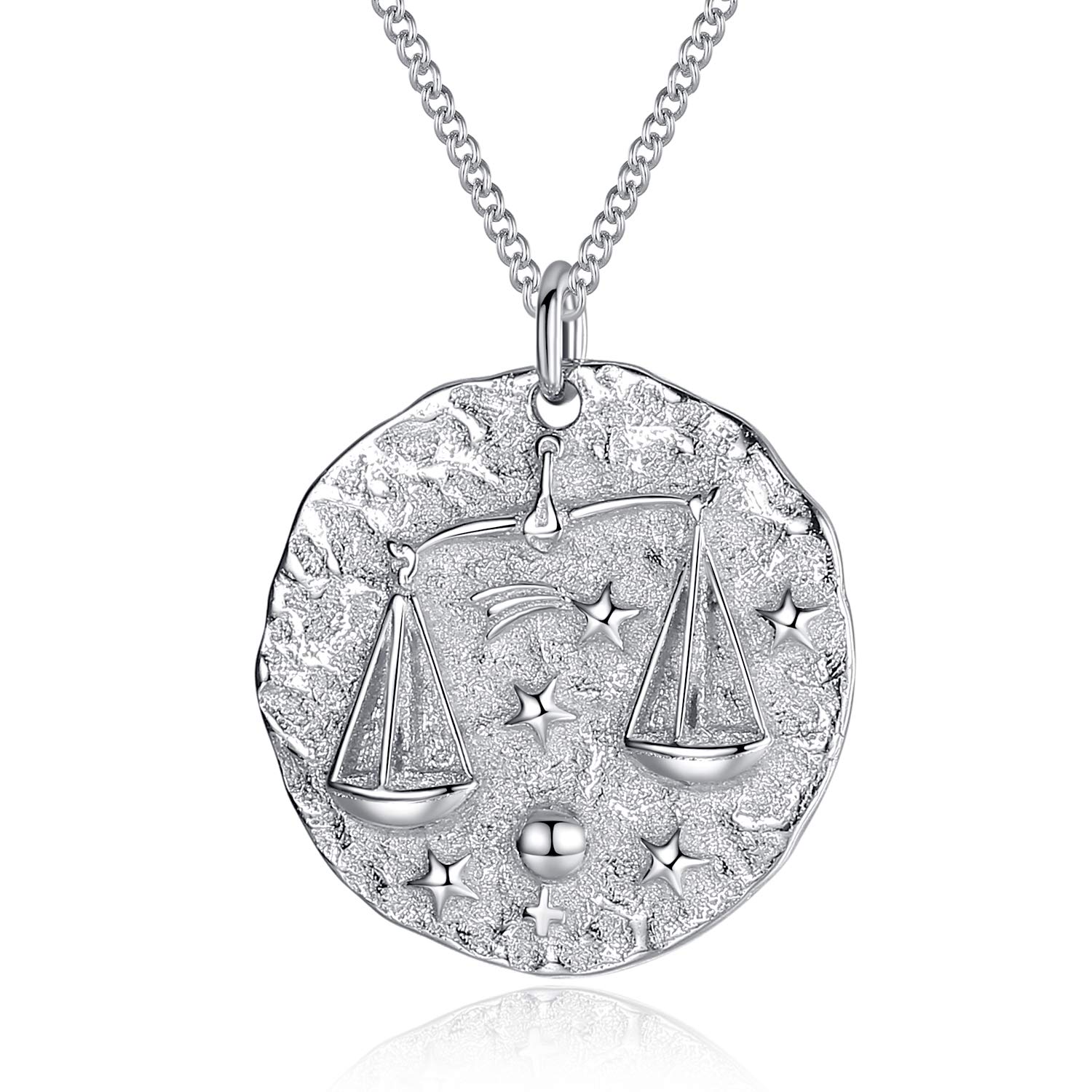 VIKI LYNN Women Girls 925 Sterling Silver Libra Zodiac Star Sign Necklace