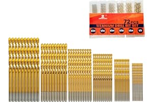 INTOO Mini Drill Bit Set 60 Pcs+12 Pcs Free High Speed Steel HSS Titanium Micro Drill Bits 3/64"-1/8" Metal,Plastic,Wood, Small Drill Bit