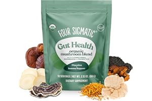 Four Sigmatic Gut Health Mushroom Blend | Organic Mushroom Powder Complex with Turkey Tail, Lion’s Mane, Cordyceps, Chaga, Probiotics and More | Natural Immune Support Supplement | 30 Servings