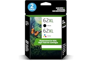 INKSTELLAR 62XL Ink Cartridges Black and Color for HP Ink 62 (2-Pack) for HP 62XL Ink Cartridge Combo Pack Works with HP Envy 5540 5544 5545 5640 5660 5664 7640 7645, OfficeJet 200 250 5740 5746 Series | N9H64FN