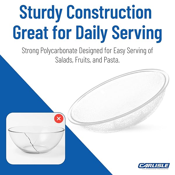 CARLISLE FOODSERVICE PRODUCTS 720607 ROUND PEBBLED SALAD SERVING BOWL, 19.2 OZ, CLEAR (PACK OF 12)