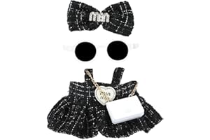 MUOMDID Doll Clothes (NO Doll) 17cm Black Outfits Dolls Elegant Black Dress Hair Clips Glasses and Bag Exquisite Clothes Accessories Compatible with Doll (Style 3)