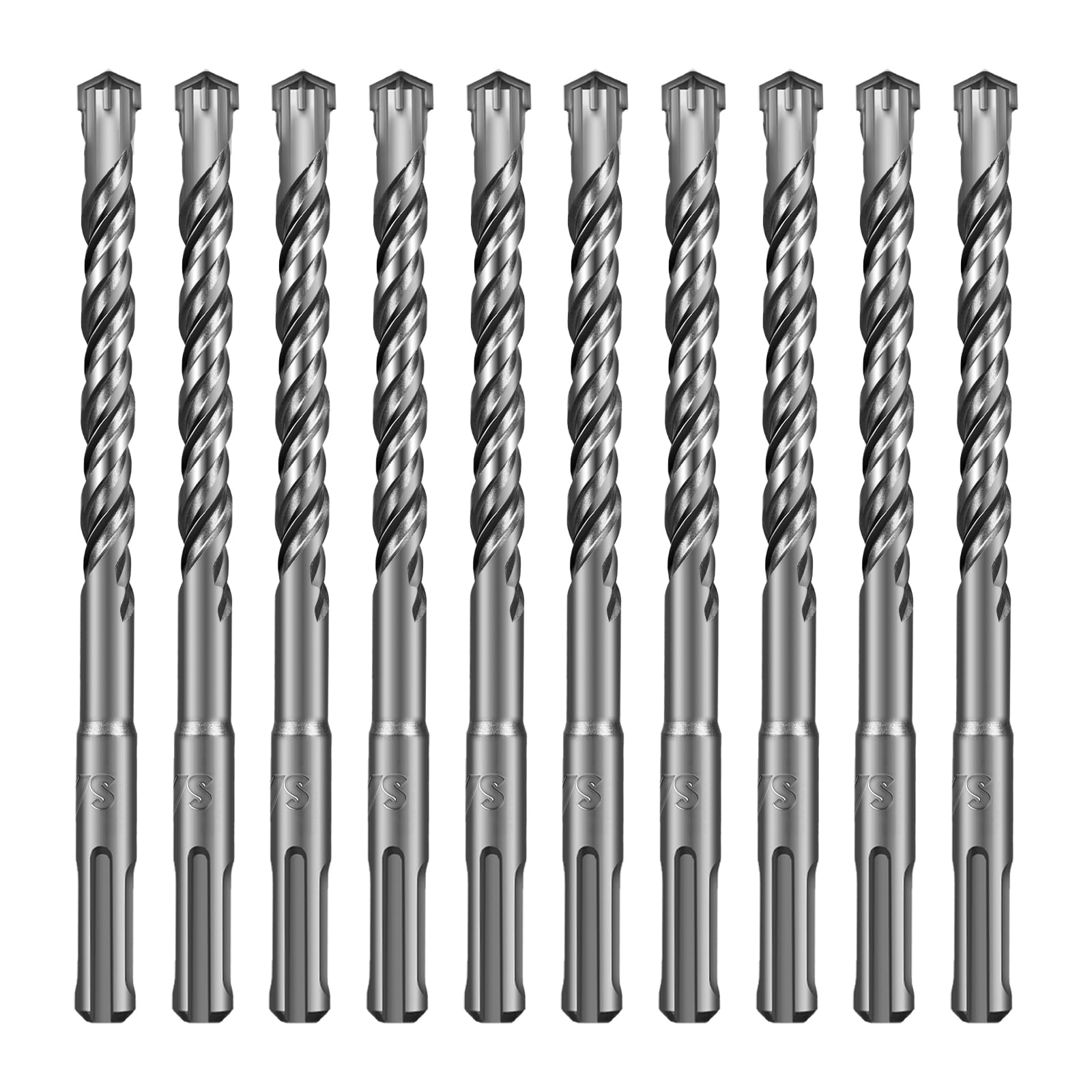 SALI 10PCS SDS Plus Rotary Hammer Drill Bit Concrete Drill Bit Kit Double Thread 4-Cutter Tungsten Carbide Tip Fully Hardened Tool for Concrete, Brick,Cement Walls,Stone 10mm x 160mm Cross Drill Bits