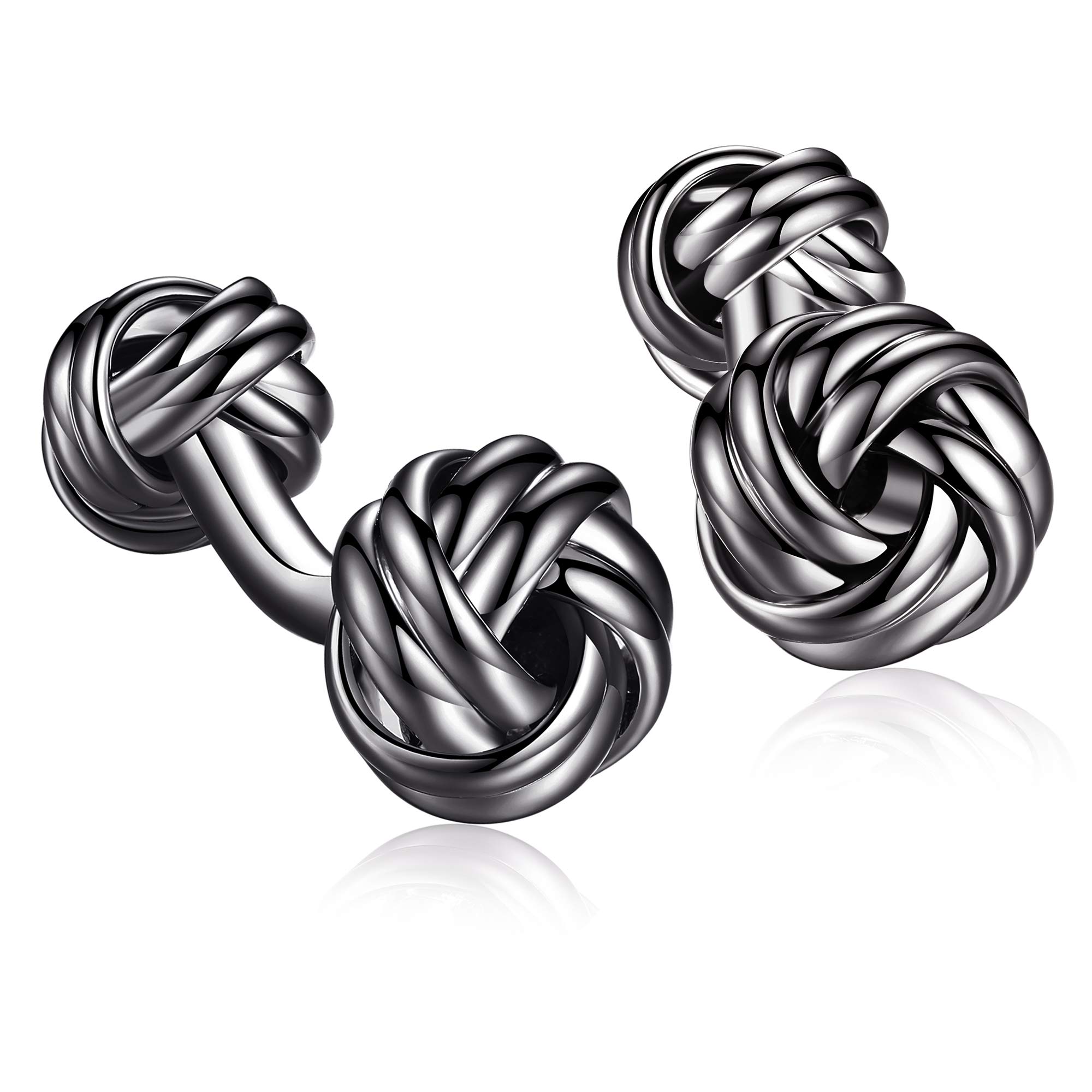 HONEY BEAR Knot Cufflinks with Ball Foot for Men's Shirt Wedding Business Gun Black