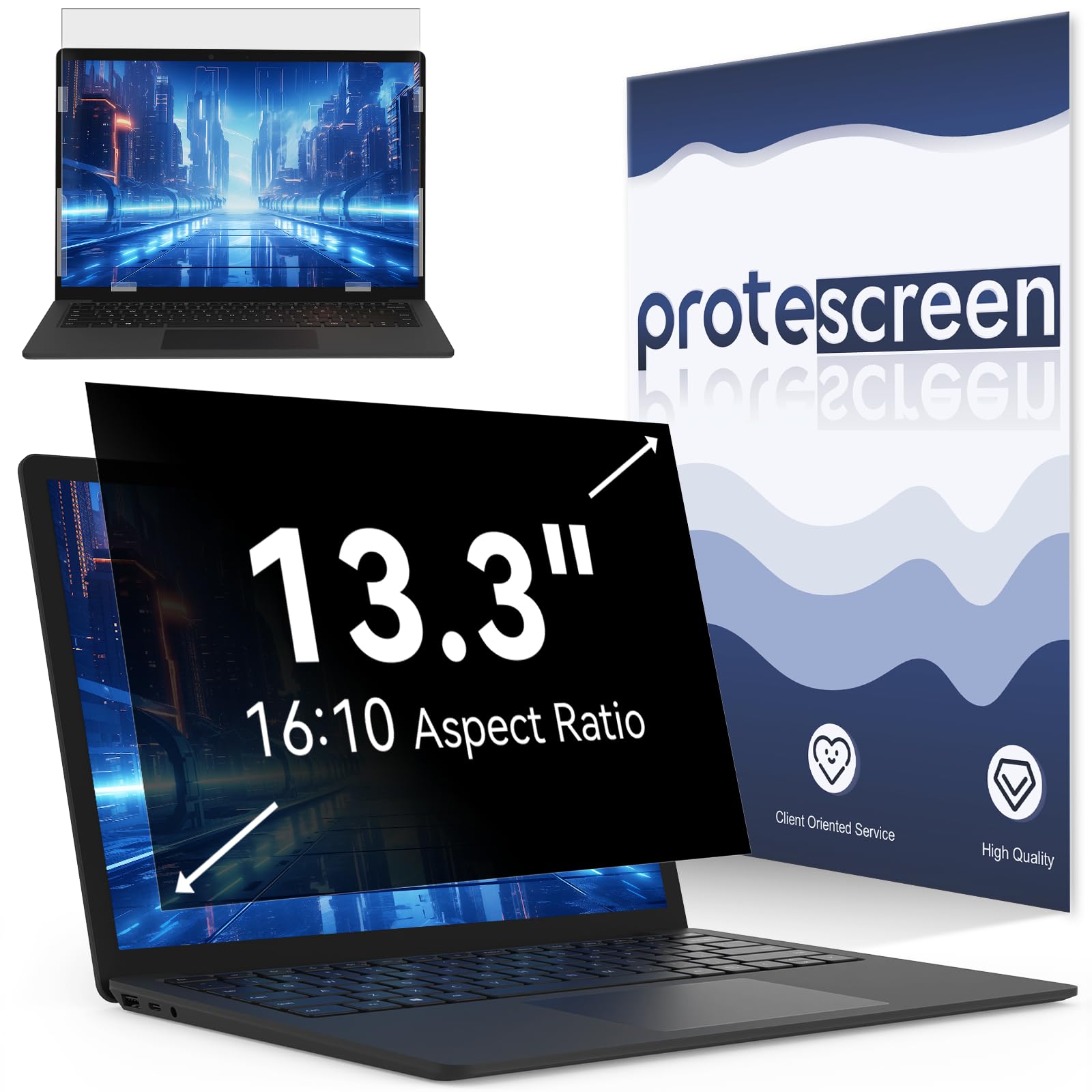 Photo 1 of 13.3 Inch Laptop Privacy Screen Compatible with Lenovo Hp Dell Acer Asus Thinkpad Envy Xps, 16:10 Aspect Removable Anti Glare Blue Light Filter Protector,13 in Computer Monitor Privacy Shield