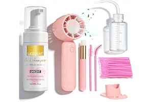 WOZUTUNT Eyelash Extension Cleanser Lash Mousse Lash Shampoo for Extensions, USB Mini Portable Fan Rechargeable Electric Handheld Air Conditioning (lash kit-handheld fan)