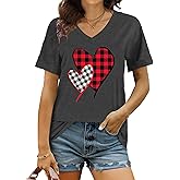 HQP Valentine Shirts for Women Love Heart T Shirt Long Sleeve Valentines Gift Shirt Casual Tee Tops
