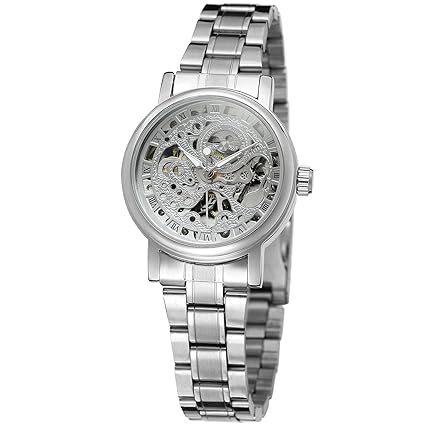 Forsining Damen Uhr Analog Automatik mit Edelstahl Armband