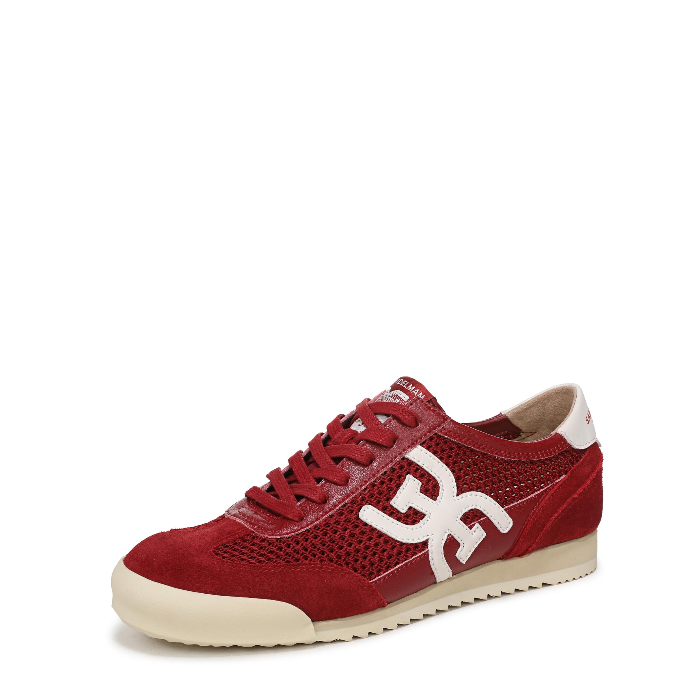Sam Edelman Women’s Ivey Sneaker, Deep Scarlet/White Mesh, 5