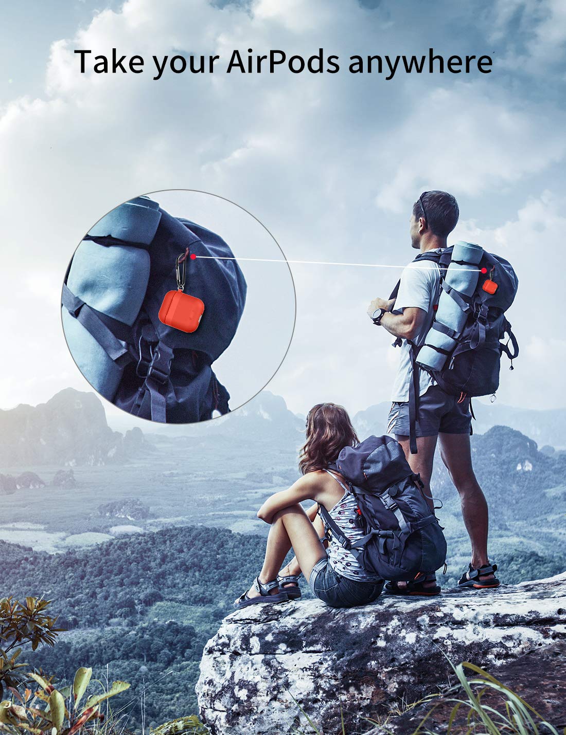 Joyroom AirPods Case Cover, Premium Protective Skin for Apple AirPods Charging Case (Also Fit Latest Mode AirPods 2), with Keychain, Cleaning Brush, Anti-Lost Silicone AirPods Strap - Pink