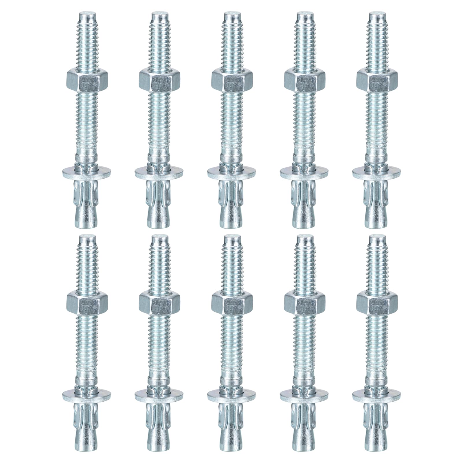 DTGN 5/16" x 3" Wedge Anchors - 10Pack - Good for Cement and Concrete Wall - Carbon Steel Zinc Plated Screw Bolt Nut Expansion Tube Fasteners