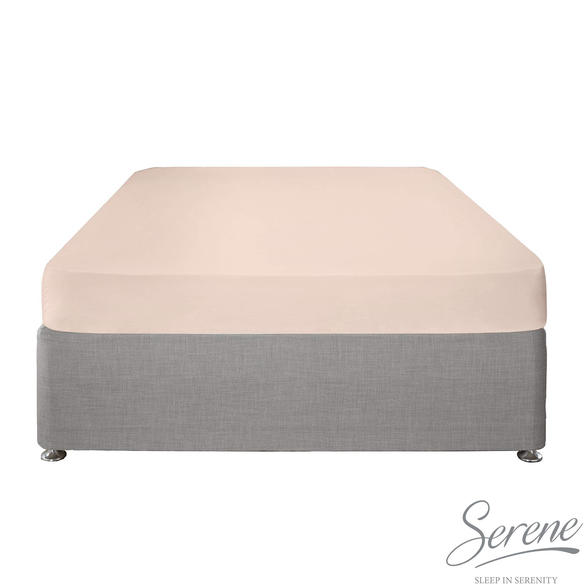 Serene Fitted Sheet – Blush Pink – Double Size (190 x 140 x 32cm) – 32cm Deep – Soft Polycotton – Elasticated Corners – Washable Bed Linen – Blush Bedding for Bedroom & Guest Room