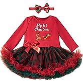 Zcaynger Newborn Baby Girl Christmas Outfit My First Christmas Clothes Set Infant Dress Santa Romper Tulle Tutu Skirt