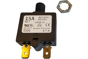 E-T-A Circuit Protection and Control 1658-G21-01-P10-15A, Circuit Breaker; Therm; Push; Cur-Rtg 15A; Flange; 1 Pole; Vol-Rtg 240/28VAC/VDC