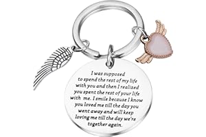PLITI in Memory of Husband/Wife Gifts Sympathy Keychain with Angel Wing Keychain for Loss of Loved One