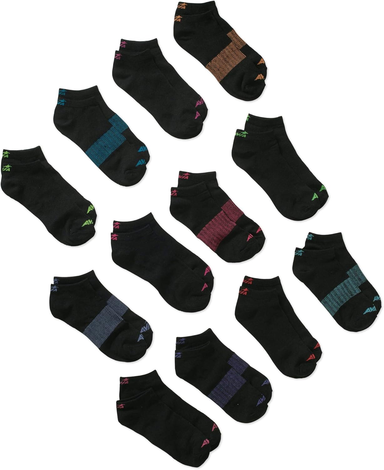 Black, Size 9-11, Fits Shoe Size 4-10 Avia Womens Liner Low Cut Performance Socks 14 Pack