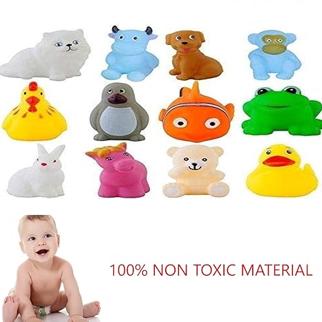 Jiada Chu Chu Bath Toys for Baby Non-Toxic Toddler Set of 12 Multi Color