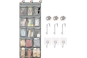 OLPCHEE Over The Door Cruise Ship Organizer - Cruise Ship Magnetic Door Organizer with 15 Size-Graded Pockets, Hanging Magnetic Cruise Storage Shoe Rack for Cabin, 2025 Cruise Essential, 9 Hooks(Grey)